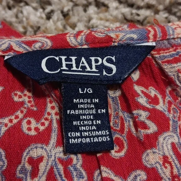 Chaps Large Red Ruffled Top - Picture 2 of 3